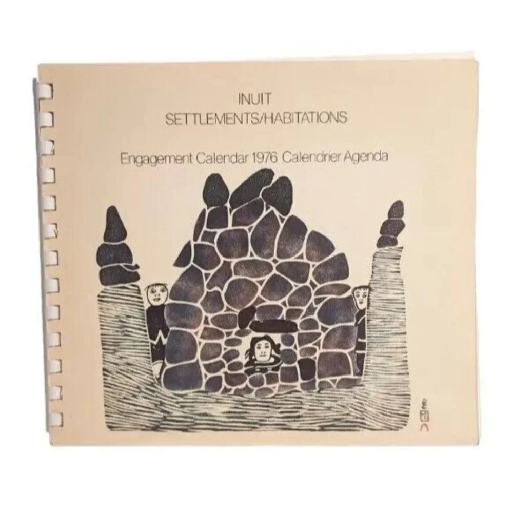 1976 Inuit Calendar Planner Settlements Habitations Artist Engagement Canada Vtg